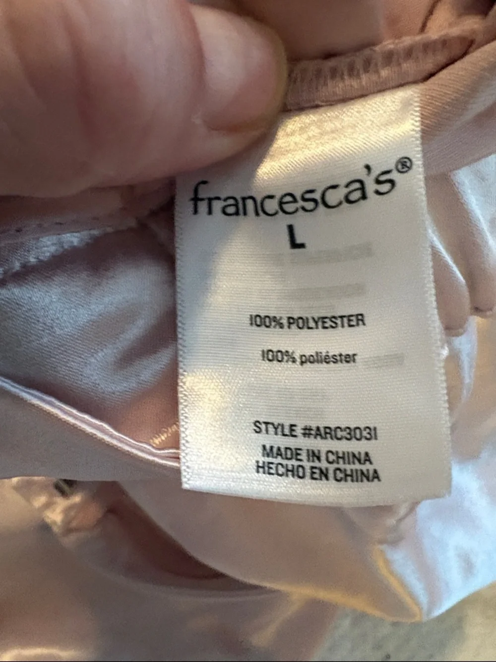 Francesca's Shimmery Light Blush Satin pants size large brand new with tags - Picture 7 of 8